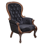 Кресло с мягкой обивкой из черного велюра на 4-х деревянных ножках Evelyn Classical Armchair варинант исполнения - 1 | Loft Concept в Костроме
