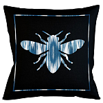 Подушка декоративная пчела с синим орнаментом Ikat Pattern варинант исполнения - 1 | Loft Concept в Костроме