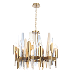 Люстра с вертикальными стеклянными элементами и металлическим каркасом цвета Латунь Vertical Glass варинант исполнения - 1 | Loft Concept в Костроме