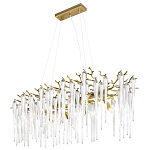 Люстра подвесная прямоугольная с бронзовыми акцентами и прозрачными стеклянными каплями Droplet Chandelier варинант исполнения - 3 | Loft Concept в Костроме