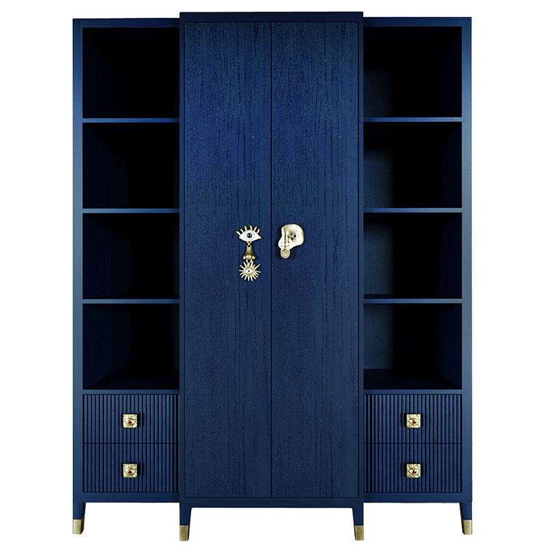 Большой шкаф с витриной Elsa Dreams Blue Синий Золотой Большой шкаф с витриной Elsa Dreams Blue Синий Золотой в Костроме | Loft Concept