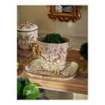 Кашпо с растительным и животным орнаментом на бронзовых ножках Turquoise Blooming Garden варинант исполнения - 6 | Loft Concept в Костроме