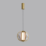 Подвесной светильник с круглым плафоном из искусственного алебастра в бронзовой оправе Marbella варинант исполнения - 4 | Loft Concept в Костроме