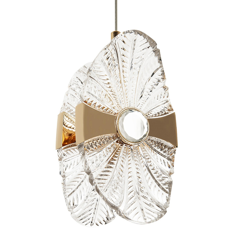 Подвесной светильник из хрусталя Fleuretta Crystal Gold Hanging Lamp Прозрачное Стекло Золотой Подвесной светильник из хрусталя Fleuretta Crystal Gold Hanging Lamp Прозрачное Стекло Золотой в Костроме | Loft Concept