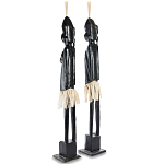 Комплект из 2-х деревянных статуэток Asmat Tall Statuettes Black варинант исполнения - 2 | Loft Concept в Костроме