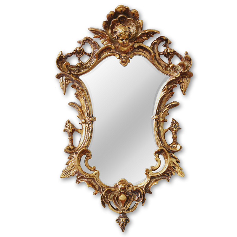Зеркало настенное в ажурной раме золотого цвета с эффектом старины Classic Ornament Mirror Золотой Зеркало настенное в ажурной раме золотого цвета с эффектом старины Classic Ornament Mirror Золотой в Костроме | Loft Concept