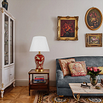 Настольная лампа бордовая с изображением птиц Slip Away варинант исполнения - 5 | Loft Concept в Костроме