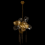 Люстра подвесная со стеклянными плафонами из дымчатого и золотистого с шестью вертикальными подвесками Gilded Mirage  варинант исполнения - 6 | Loft Concept в Костроме