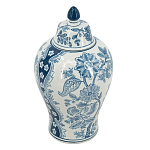 Ваза с крышкой и голубым цветочным рисунком на белом фоне Blue & White Ornament варинант исполнения - 1 | Loft Concept в Костроме
