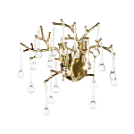 Бра в форме ветвей деревьев золотого цвета с прозрачными подвесками-каплями Droplet Bra варинант исполнения - 3 | Loft Concept в Костроме