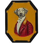 Картина в раме Chinoiserie Grey Dog Yellow Portrait варинант исполнения - 1 | Loft Concept в Костроме