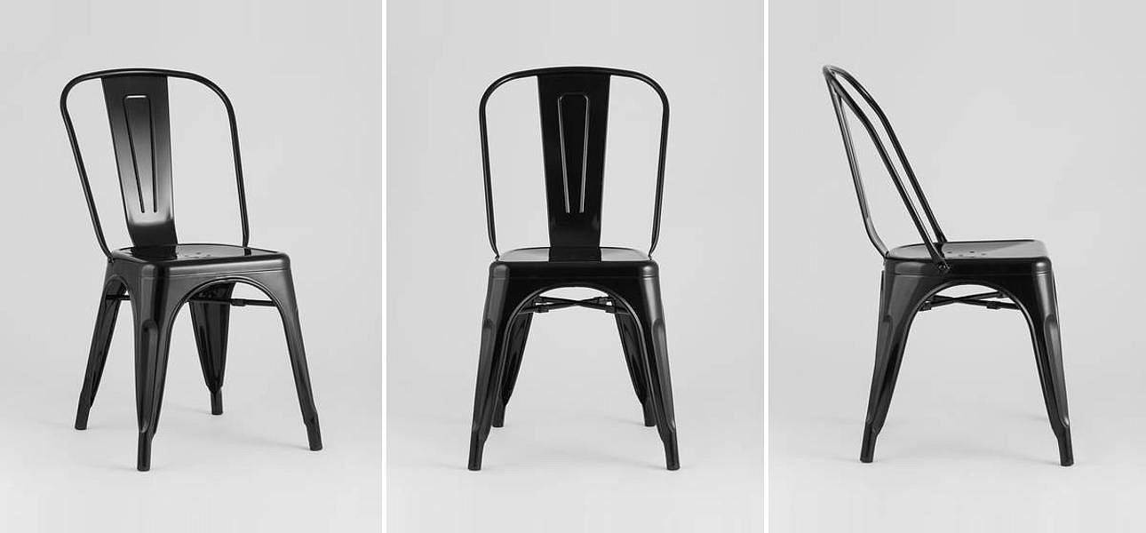 Стул TOLIX Черный Глянцевый Металл Стул TOLIX Черный Глянцевый Металл - Loft-Concept в Костроме