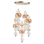 Люстра с плафонами из прозрачного и янтарного стекла в виде шаров и ромбов Gabriel Scott Luna варинант исполнения - 2 | Loft Concept в Костроме