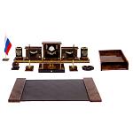 Настольный письменный набор с часами из природного камня обсидиана Royal Set варинант исполнения - 1 | Loft Concept в Костроме