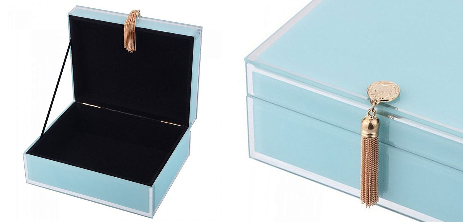 Шкатулка Glass Light Blue Box Шкатулка Glass Light Blue Box - Loft-Concept в Костроме