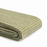 Плед из шерсти зеленого цвета с бахромой Waffle Comfort варинант исполнения - 3 | Loft Concept в Костроме