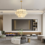 Люстра четырехъярусная с подвесками в форме дисков Cryptocrystalline Stone варинант исполнения - 6 | Loft Concept в Костроме