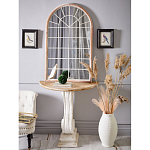 Зеркало-окно настенное в венецианском стиле с деревянной рамой бежевого цвета Venetian Smooth варинант исполнения - 4 | Loft Concept в Костроме