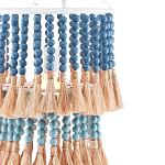 Подвесной светильник двухъярусный с декором из круглых деревянных бусин с кисточками Blue Wooden Beads Chandelier варинант исполнения - 1 | Loft Concept в Костроме