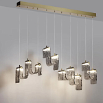 Подвесной светильник линейный с плафонами волнистой формы из фактурного стекла Big Wave варинант исполнения - 4 | Loft Concept в Костроме