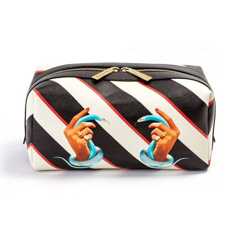 Косметичка Seletti Stripes Hands with Snakes Черный Белый Голубой Бежевый Косметичка Seletti Stripes Hands with Snakes Черный Белый Голубой Бежевый в Костроме | Loft Concept