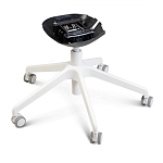 Стул с мягкой синей обивкой из велюра и подъемно-поворотным механизмом на белых колесиках Harper Blue and White варинант исполнения - 5 | Loft Concept в Костроме