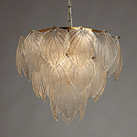 Люстра на цепи с прозрачными стеклянными подвесками в виде листьев Textured Glass Chandelier варинант исполнения - 3 | Loft Concept в Костроме