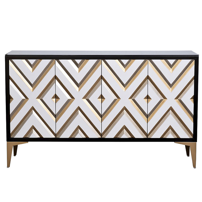 Комод в стиле арт-деко Kente Pattern Commode Черный Бронза Комод в стиле арт-деко Kente Pattern Commode Черный Бронза в Костроме | Loft Concept