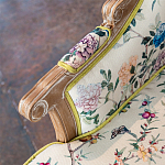 Кресло из натурального бука бежевое с изображением птиц и цветов Beige Green Chinoiserie Garden Armchair варинант исполнения - 5 | Loft Concept в Костроме