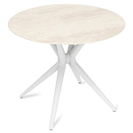 Стол обеденный с круглой столешницей из керамики на четырех белых ножках Sand Ceramics варинант исполнения - 3 | Loft Concept в Костроме