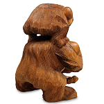 Статуэтка из дерева суар в виде обезьяны с детёнышем Mama Monkey варинант исполнения - 2 | Loft Concept в Костроме