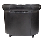 Кресло кожаное с мягкими подлокотниками на 4-х деревянных ножках Logan Leather Armchair black варинант исполнения - 3 | Loft Concept в Костроме