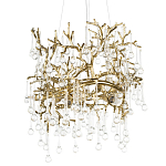 Подвесная люстра в виде ветвей деревьев золотого цвета с прозрачными подвесками-каплями 8 и 14 ламп Droplet Chandelier варинант исполнения - 1 | Loft Concept в Костроме