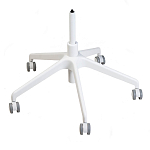 Стул с мягкой синей обивкой из велюра и подъемно-поворотным механизмом на белых колесиках Harper Blue and White варинант исполнения - 4 | Loft Concept в Костроме