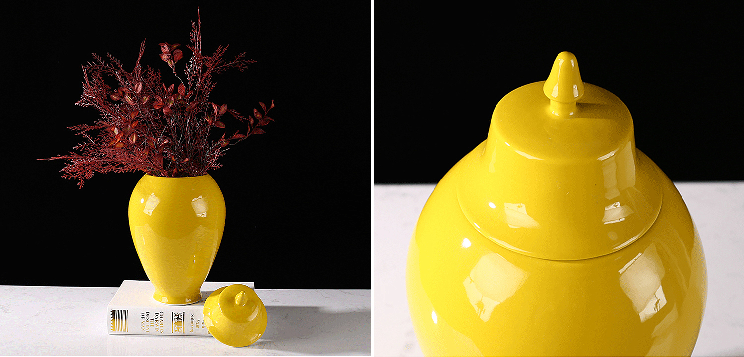 Ваза с крышкой Ceramic Yellow Vase Ваза с крышкой Ceramic Yellow Vase - Loft-Concept в Костроме