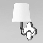 Бра с белым текстильным абажуром и декоративным основанием в виде четырехлистника с зеркальной вставкой Vitorino варинант исполнения - 8 | Loft Concept в Костроме