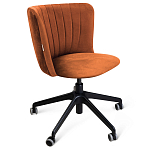 Стул с мягкой оранжевой обивкой из велюра и подъемно-поворотным механизмом на черных колесиках Harper Orange варинант исполнения - 1 | Loft Concept в Костроме