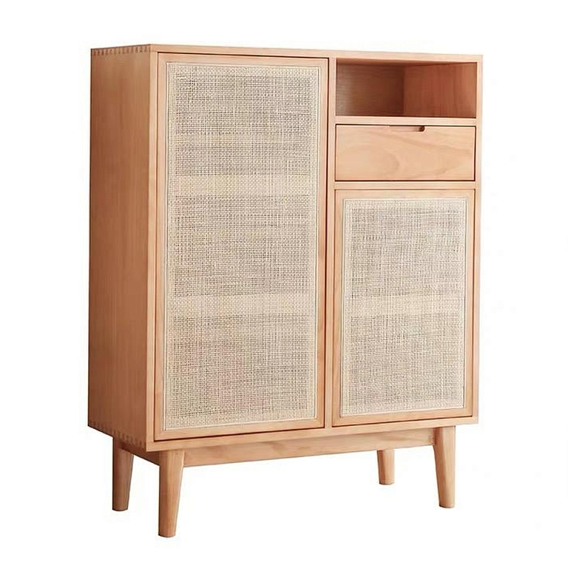 Комод с плетеными дверками и открытой нишей с ящиком Dora Sideboard Бежевый Комод с плетеными дверками и открытой нишей с ящиком Dora Sideboard Бежевый в Костроме | Loft Concept