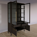 Витрина Primo со стеклянными фасадами и буфетом шпон Темный орех варинант исполнения - 4 | Loft Concept в Костроме