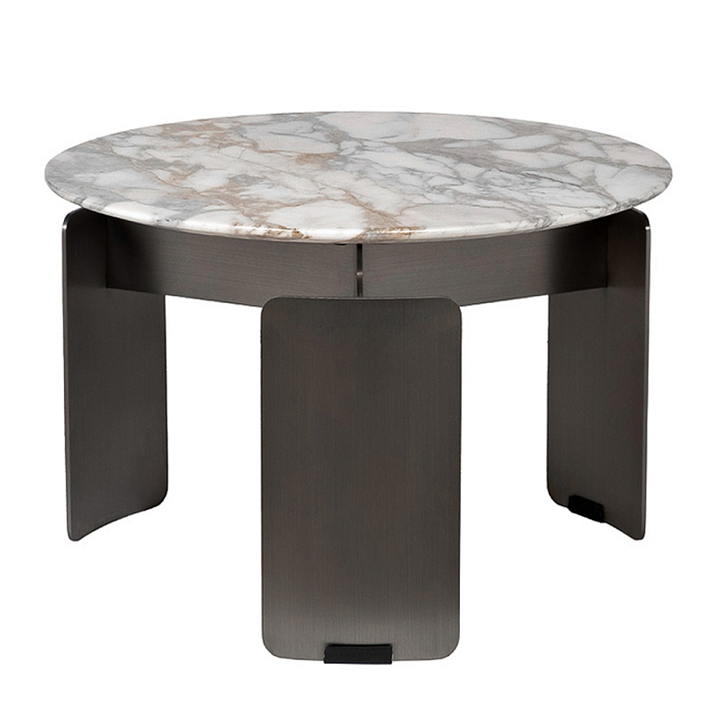 Столик журнальный с круглой мраморной столешницей на трех опорах Marble Stone Drawing  в Костроме | Loft Concept 