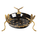 Блюдо черного цвета из фрафора на бронзовых ножках в виде стрекоз Eden Garden варинант исполнения - 2 | Loft Concept в Костроме