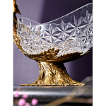 Чаша из прозрачного стекла на бронзовой подставке в виде павлина с рельефным хвостом Eden Garden варинант исполнения - 5 | Loft Concept в Костроме