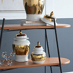 Ваза белая с крышкой и золотистыми фрагментами Chinoiserie Ceramics варинант исполнения - 2 | Loft Concept в Костроме