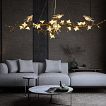 Люстра в виде золотой ветки с цветами и птичками Marvelous Garden варинант исполнения - 3 | Loft Concept в Костроме