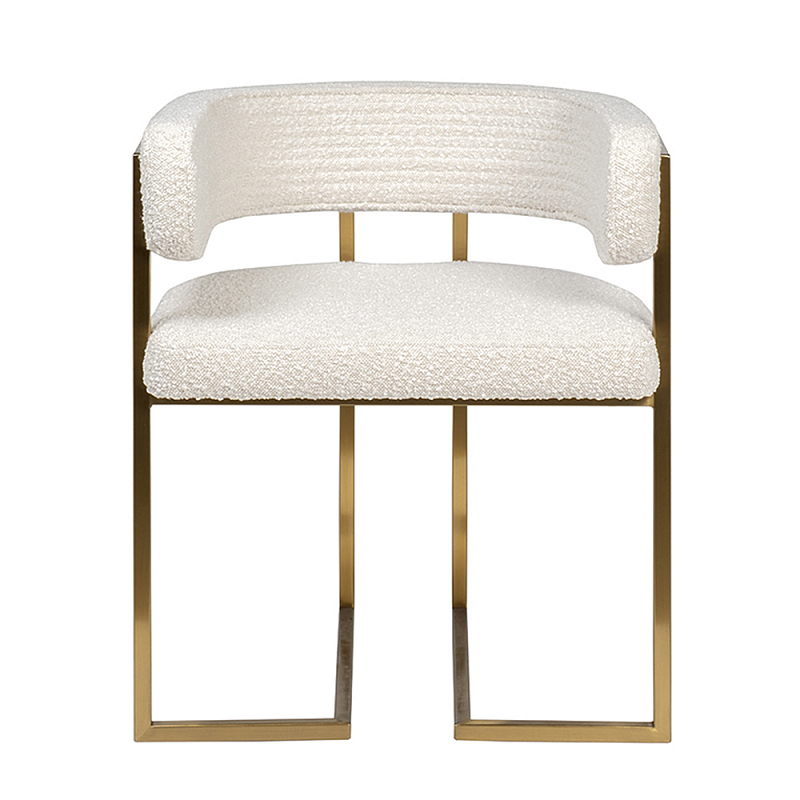 Стул букле бежевый с каркасом цвета матовое золото Tactility Бежевый матовое золото в Костроме | Loft Concept 