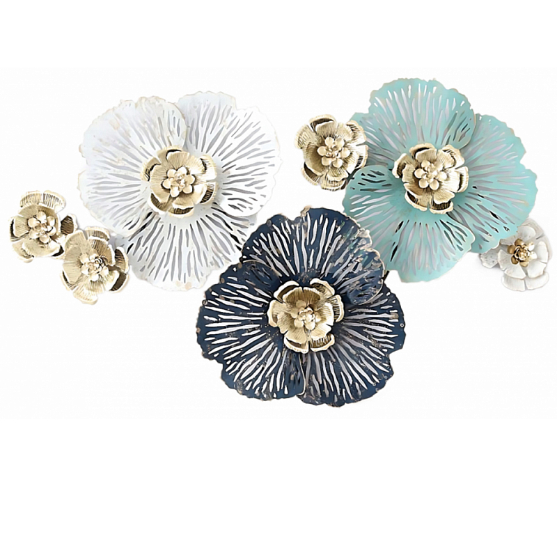 Панно настенное Blank Sheet Flowers Золотой Белый Синий Панно настенное Blank Sheet Flowers Золотой Белый Синий в Костроме | Loft Concept
