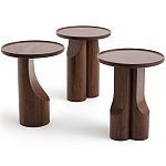 Круглый приставной стол из массива ореха Balu Wooden Side Table варинант исполнения - 5 | Loft Concept в Костроме