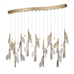 Люстра с золотистыми трубками и прозрачными стеклянными листьями на подвесах Sylva  варинант исполнения - 3 | Loft Concept в Костроме