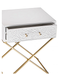 Приставной столик с выдвижным ящиком  White Table Carved Pattern варинант исполнения - 2 | Loft Concept в Костроме