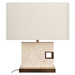Настольная лампа с прямоугольным основанием из натурального камня c тканевым абажуром Lapis Tiburtinus варинант исполнения - 1 | Loft Concept в Костроме